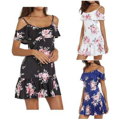 China Breathable Women Summer Casual Dress Chill To Floral Mini Dress Spaghetti Strap Beach Dress for sale