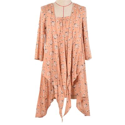 China 2019 Fashion New Fashion Neck Floral Print Cotton Ladies Breathable Women Tied Tunic Tops u for sale