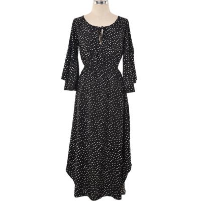 China Anti-wrinkle women summer dress polyester butterfly sleeve polka dot polka dot dress women for sale