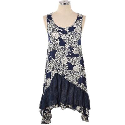 China Breathable Summer Sleeveless Casual Women Dress Floral Print Viscous Dress for sale