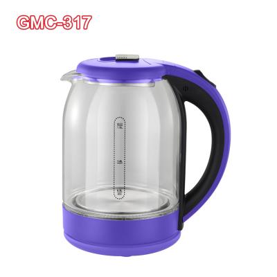 China 360 Degree Base 2022 Rotation Top Pick Electric Kettle Glass Water Boiler Tea Maker LED Light Blue Light Glass Kettle 1.8L GMC-317 for sale