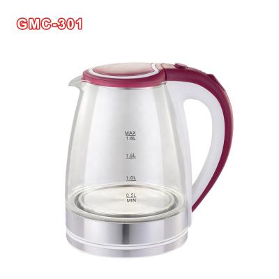 China 360 degree low price home appliance 1.8L electric glass water kettle good quality low rotation electric tea maker for sale