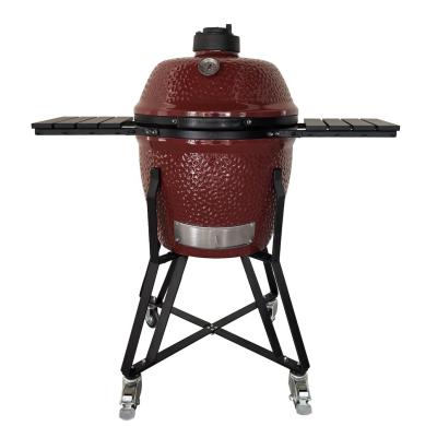 Cina Facile da pulire Kamado Barbecue Grill Resistenza alla corrosione Ceramica BBQ Grill Brillante Rosso profondo in vendita