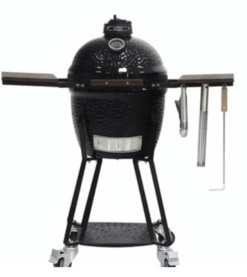 China Kamado Grill mit Raucher glänzend schwarz Treibstoffsparende Wärmedämmung zu verkaufen