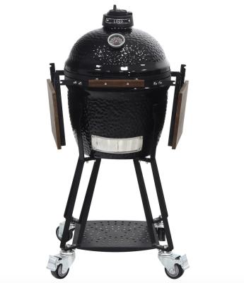 China 16 Inch Glossy Black Kamado BBQ Grill Easy Maintenance Energy Efficiency for sale