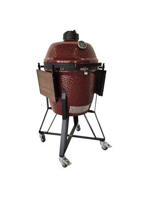 China Glossy Deep Red Large Kamado Grill Easy Cooking High Versatility Fuel Efficient for sale