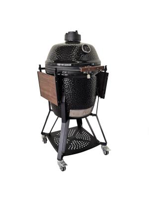 China 22 Inch Glossy Black Kamado Grill Charcoal Saving For Home Dinner And Party for sale