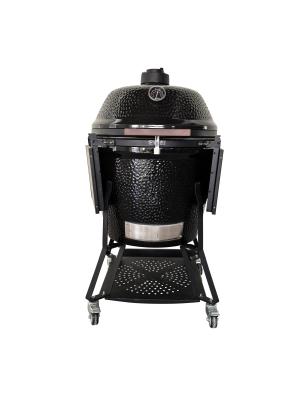 China Bamboo Side Shleves Ceramic Charcoal Grills Rustproof Charcoal Kamado Grill for sale