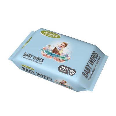 China Baby Wipes Small Pack 20pcs Spunlace Baby Wipes Cheap Chinese Popular Wet Style Nonwoven Wet Wipes for sale