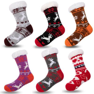 China Sweat-Absorbent Polyester Cotton Regular Unisex Christmas Slipper Socks for Sale for sale