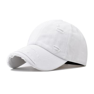 China COMMON Hot selling distressed pure cotton worn-out washed baseball cap in solid color for sale