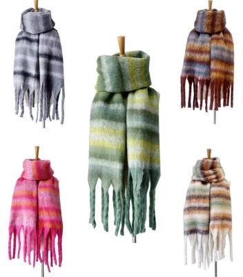 China Striped Winter Women Adult 100% Acrylic Striped Scarves Shawls Striped Scarf for sale