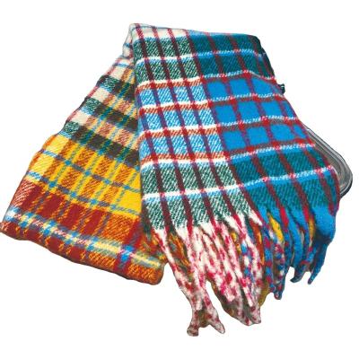 China Striped New Autumn and Winter Wandering Painter Colorful Plaid Scarf for Women's Literature Retro Mohair Soft Glutinous Scarf for sale