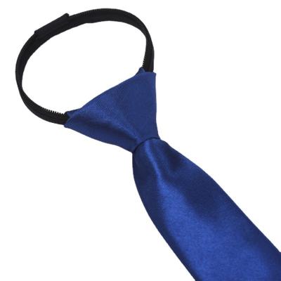 China Men's and Girls' 5CM Polyester Silk Knotless Tie Lazy Solid Color Narrow Zipper Easy to Pull Korean Version Wholesale FR5680 for sale