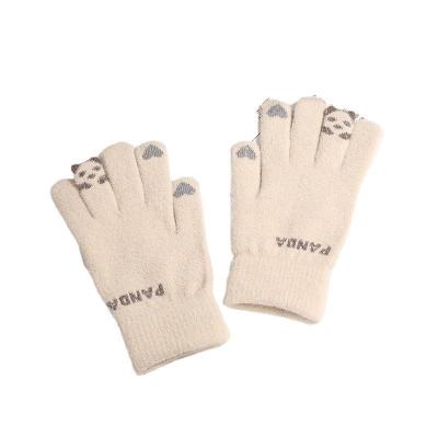 China Jacquard 2023 New Winter Knitted Panda Gloves Cute Korean Style Coldproof and Warm Thickened Touch Screen Cycling Gloves for sale