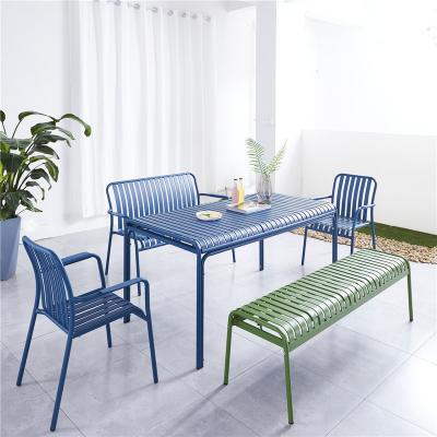 China Modern Bistro Slats Aluminum Garden Furniture Easy To Clean Outdoor Patio Chair Patio Furniture Chairs for sale