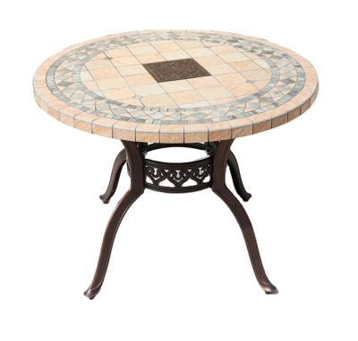 China Asian modern ceramic tile aluminum table outdoor die cast aluminum marble dining table for sale