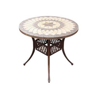 China Modern Ceramic Garden Metal Dining Table Custom Aluminum Die Casting Round Marble Table for sale