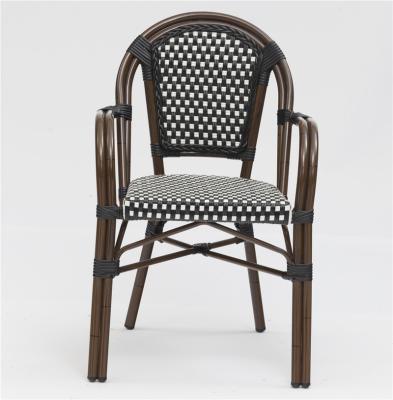 China Modern Factory Wholesale Super Durable Aluminum Woven Wicker Dining Chair Aluminum Rattan Cafe Chair Frame Rattan Chair for sale