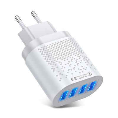 China Fireproof 48W Mobile Phone QC 3.0 ABS PD Charger Security Mobile Phone 4 USB Ports Wall Fast Charger HC07 for sale