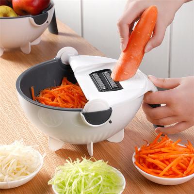 China Multifunctional Viable 9 in 1 Vegetable Chopper Veggie Rotating Shredder Vegetable Fruit Round Cutter Slicer Cutter Vegetable Grater for sale