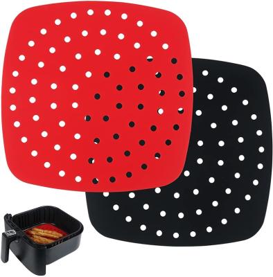 China 8.5 Inch Viable Silicone Baking Mat/Reusable Non-Stick Square Air Fryer Liner Pads for sale