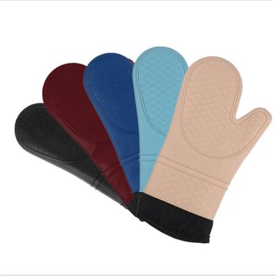 China Silicone Oven Mitts High Quality Blue Color Reusable Oven Mitts Food Grade Rubber Heat Resistant Gloves for sale