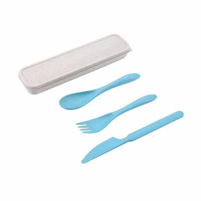 China Sustainable Wheat Straw Knife, Fork And Spoon Tableware Set Creative Wheat Portable Tableware Set 3 Pieces for sale