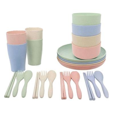 China Amazon Sustainable Hot Sale Wheat Straw Bowls Cups Plates Dinnerware Eco - Friendly Sets for sale