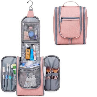 China Polyester Travel Water Resistant Makeup Bag Travel Hanging Cosmetic Organizer Toiletry Bag for sale