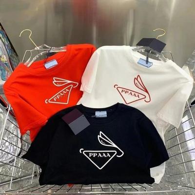 China New Cheap Brand Designer Inverted T-shirt Fashion Breathable Luxury Casual Short Sleeve Triangle Print T-shirts Wholesale for sale