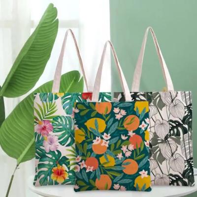 China Amazon Fashion New Arrival Designer Women Shoulder Handbags Beach Tote Bags Shopping Bag Fruit Green Plant Print Canvas Bag Large for sale