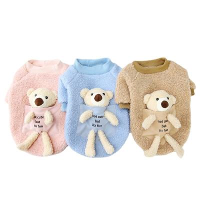 China Stocked Fashionable Dog Clothes With Autumn/Winter Bulldog Pet Clothes Fluffy Warm Wearing Dog for sale