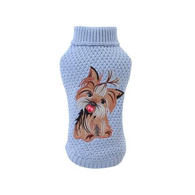 China New Cute Embroidered Stocked Dog Sweater Puppy Knitted Sweater Dog Clothes for sale