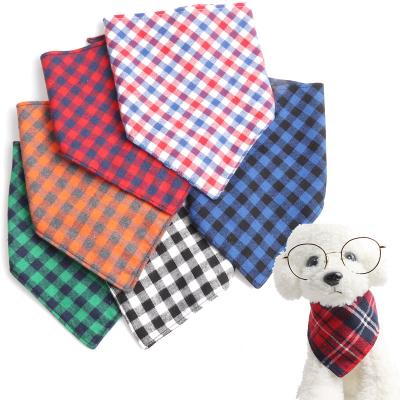 China Custom Wholesale Sublimat Bandana Printed Triangle Plaid Cotton Handkerchief Triangle Bibs Soft Stocked Dog Bandana Customized for sale