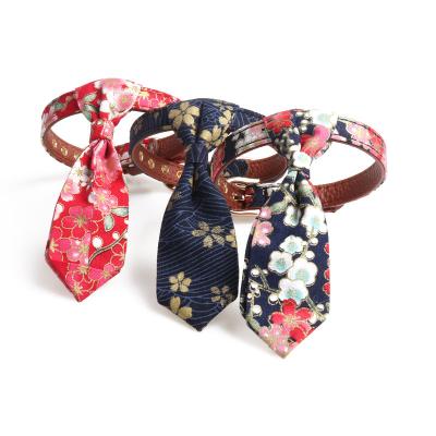 China New Fashion Pet Stocked Detachable Bow Tie Printing Collar Cat Accessories Pet Collar Dog Link for sale