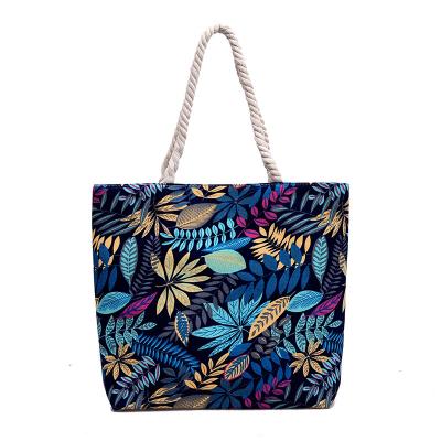 China Custom Printing Thick High Quality Portable Bags Custom Printing Women's Cloth Large Capacity Cloth Rope Cloth Cotton Canvas Shoulder Handbag for sale