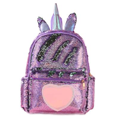 China Luxury Color Glitter Unicorn Backpack Cartoon Girl Student Schoolbag Changing Bag Wholesale PORTABLE Manufacturing for sale