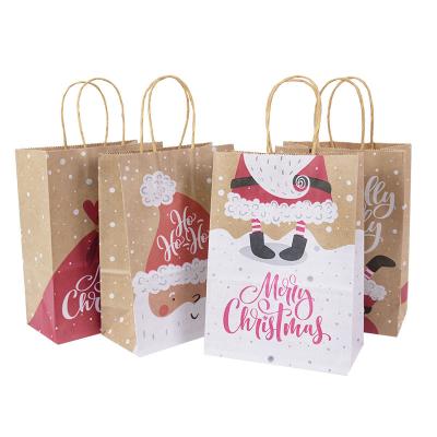 China Luxury Custom Recyclable Folding Kraft Paper Shopping Bag Christmas Bags For Gift for sale