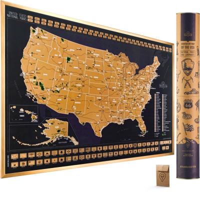 China Adventure Travel Scratch Map Size&Design Customized USA National Parks - 24x17 Scratch- USA Map Poster for sale