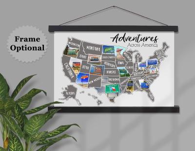 China Adventure Travel Scratch Map Customized USA State Border Signs Welcome State Signs Size&Design USA Travel Poster Scratch Off The Map map for sale