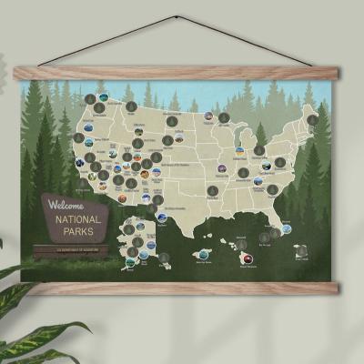 China Adventure Travel Scratch Map Customized National Park Checklist Bucket List Wall Decor Scratch Off Map for sale