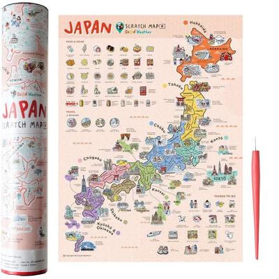 China Wholesale Adventure Travel Scratch Map Great Quality Custom Design Scratch Off Map Poster Best Gift For Traveler Japan Version Scratch Off Map for sale