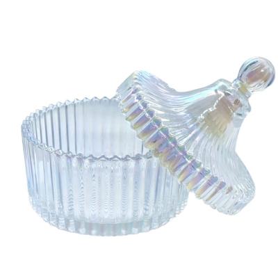 China Popular High Quality 10oz Empty Vessel Glass With Lid Vintage Candy Style Glass Candle Jars for sale