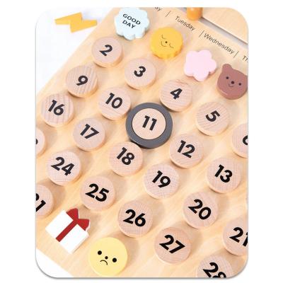 China Montessori Educational Custom Wooden Magnetic Calendar Kids Equipment Educational Toy for sale