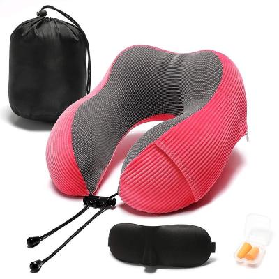 China Magnetic Memory Foam Travel Pillow-Neck Pillow For Airplane Travel With Eye Masks And Ear Plugs for sale