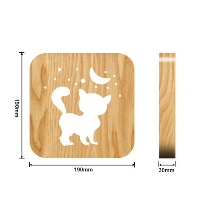 China New Design Cat Paw Design Christmas Lamp Wooden Craft LED Bedroom Wooden Table Night Stand Light Custom Engraved for sale