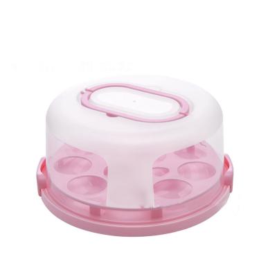 China Custom Cupcake Cake Carrier Disposable Plastic Two Tier Plastic Storage Box Cake Carrier for sale