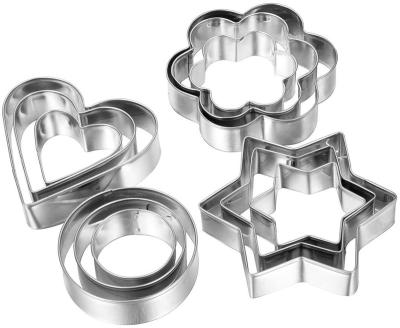 China Disposable Cookie Cutter Stainless Steel Cookie Cutter 12 Set Small Heart Flower Star Round Shape for sale