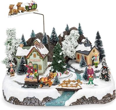 China Christamas Best Choice Home Decor Products Animated Musical Pre-Lit Christmas Village w/Rotating Tabletop Tree, Santa Sleigh & Reindeer for sale